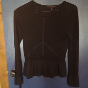 M White House Black Market Black Peplum Blouse